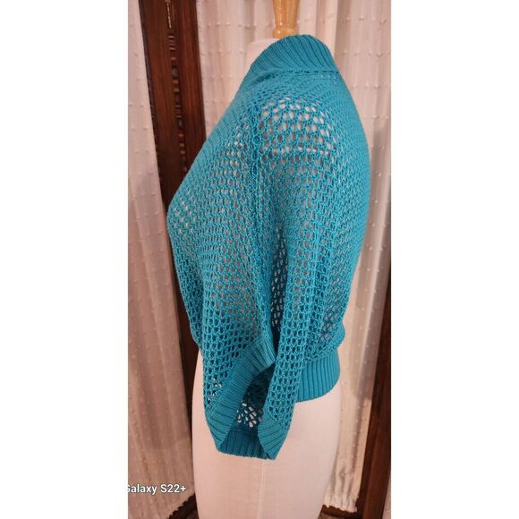 C5 Faded Glory knitted or crocheted Turquoise shrug - Picture 8 of 8